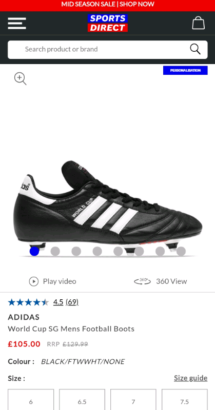 mens football boots size 11